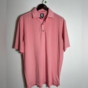 FJ FootJoy Mens M pink Striped Golf‎ Polo Shirt M